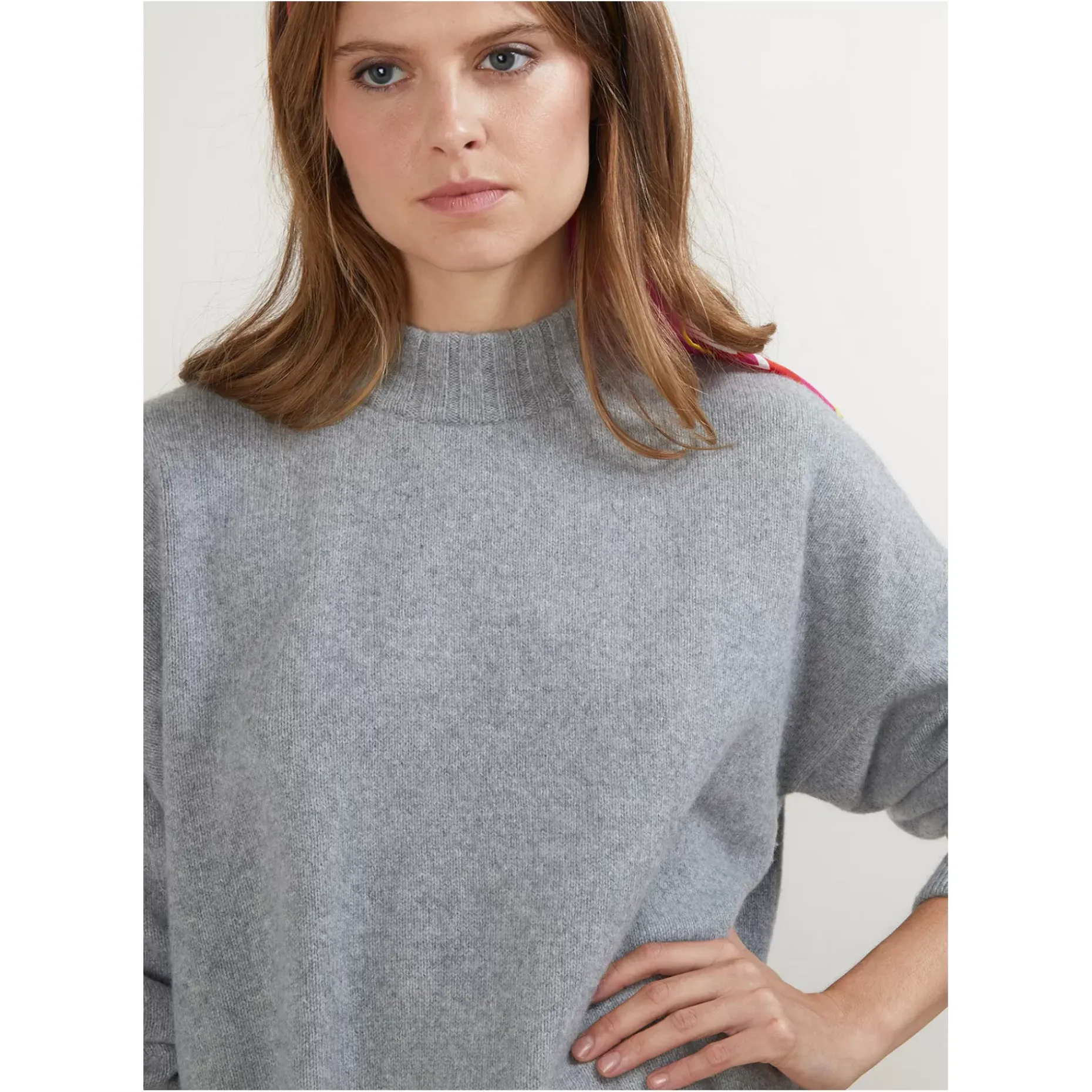 Maison Montagut Pulls>Pull Col Montant Oversize En Cachemire Melange - Glace