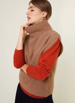 Maison Montagut Pulls>Pull Col Montant Sans Manches En Cachemire Melange - Dalya