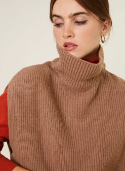 Maison Montagut Pulls>Pull Col Montant Sans Manches En Cachemire Melange - Dalya