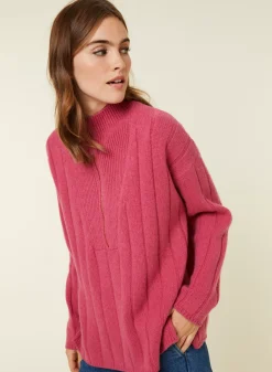 Maison Montagut Pulls>Pull Col Montant Zippe En Cachemire Melange - Lodric