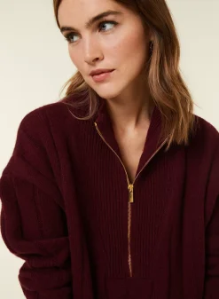 Maison Montagut Pulls>Pull Col Montant Zippe En Cachemire Melange - Lodric