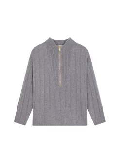 Maison Montagut Pulls>Pull Col Montant Zippe En Cachemire Melange - Lodric