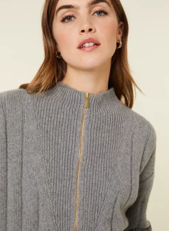 Maison Montagut Pulls>Pull Col Montant Zippe En Cachemire Melange - Lodric