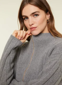 Maison Montagut Pulls>Pull Col Montant Zippe En Cachemire Melange - Lodric