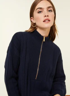 Maison Montagut Pulls>Pull Col Montant Zippe En Cachemire Melange - Lodric