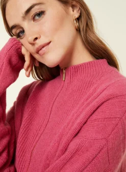 Maison Montagut Pulls>Pull Col Montant Zippe En Cachemire Melange - Lodric