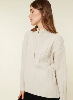 Maison Montagut Pulls>Pull Col Montant Zippe En Cachemire Melange - Lodric