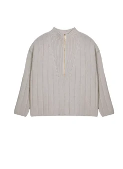 Maison Montagut Pulls>Pull Col Montant Zippe En Cachemire Melange - Lodric