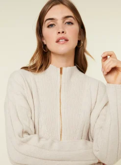 Maison Montagut Pulls>Pull Col Montant Zippe En Cachemire Melange - Lodric