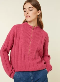 Maison Montagut Pulls>Pull Col Montant Zippe En Cachemire Melange - Lodric