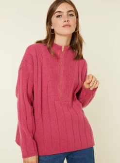 Maison Montagut Pulls>Pull Col Montant Zippe En Cachemire Melange - Lodric