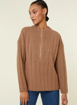 Maison Montagut Pulls>Pull Col Montant Zippe En Cachemire Melange - Lodric