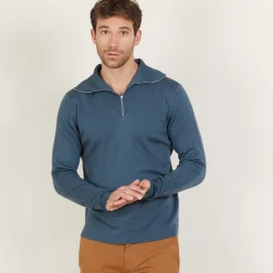 Maison Montagut Pulls>Pull Col Montant Zippe En Laine Merinos - Mae