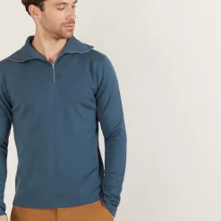 Maison Montagut Pulls>Pull Col Montant Zippe En Laine Merinos - Mae