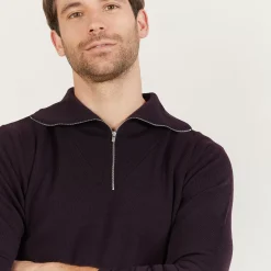 Maison Montagut Pulls>Pull Col Montant Zippe En Laine Merinos - Mae