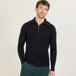 Maison Montagut Pulls>Pull Col Montant Zippe En Laine Merinos - Mae