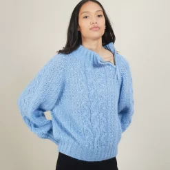 Maison Montagut Pulls>Pull Col Montant Zippe En Mohair - Gilda