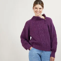 Maison Montagut Pulls>Pull Col Montant Zippe En Mohair - Gilda