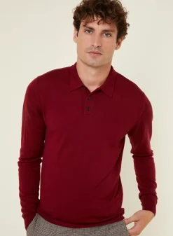 Maison Montagut Pulls>Pull Col Polo Avec Logo En Laine Merinos - Eni