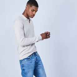 Maison Montagut Polos>Pull Col Polo En Laine Merinos - Lino
