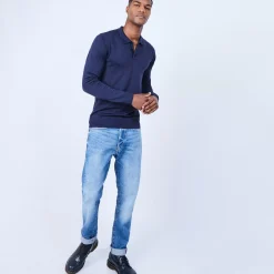 Maison Montagut Polos>Pull Col Polo En Laine Merinos - Lino