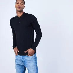 Maison Montagut Polos>Pull Col Polo En Laine Merinos - Lino