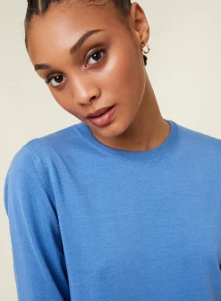 Maison Montagut Pulls>Pull Col Rond A Point Jersey En Laine Merinos - Asena