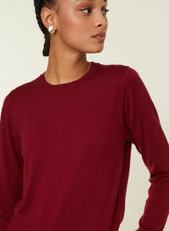 Maison Montagut Pulls>Pull Col Rond A Point Jersey En Laine Merinos - Asena