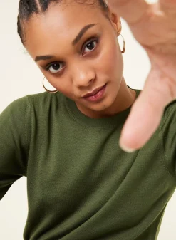 Maison Montagut Pulls>Pull Col Rond A Point Jersey En Laine Merinos - Asena