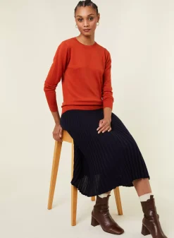 Maison Montagut Pulls>Pull Col Rond A Point Jersey En Laine Merinos - Asena