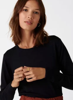 Maison Montagut Pulls>Pull Col Rond A Point Jersey En Laine Merinos - Asena