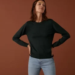 Maison Montagut Pulls>Pull Col Rond A Point Jersey En Laine Merinos - Asena