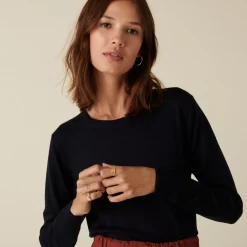 Maison Montagut Pulls>Pull Col Rond A Point Jersey En Laine Merinos - Asena