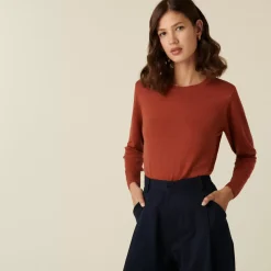 Maison Montagut Pulls>Pull Col Rond A Point Jersey En Laine Merinos - Asena