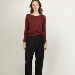Maison Montagut T-Shirts>Pull Col Rond Avec Fentes En Laine Merinos - Betina