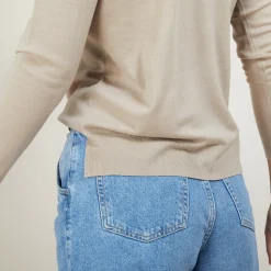 Maison Montagut T-Shirts>Pull Col Rond Avec Fentes En Laine Merinos - Betina