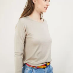 Maison Montagut T-Shirts>Pull Col Rond Avec Fentes En Laine Merinos - Betina
