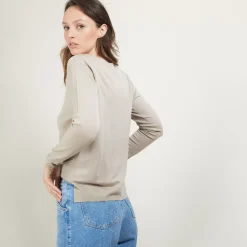 Maison Montagut T-Shirts>Pull Col Rond Avec Fentes En Laine Merinos - Betina