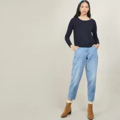 Maison Montagut T-Shirts>Pull Col Rond Avec Fentes En Laine Merinos - Betina