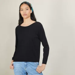Maison Montagut T-Shirts>Pull Col Rond Avec Fentes En Laine Merinos - Betina