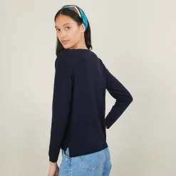 Maison Montagut T-Shirts>Pull Col Rond Avec Fentes En Laine Merinos - Betina