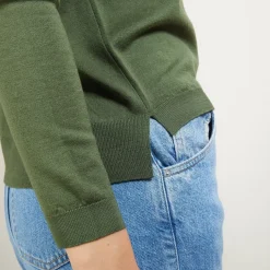 Maison Montagut T-Shirts>Pull Col Rond Avec Fentes En Laine Merinos - Betina