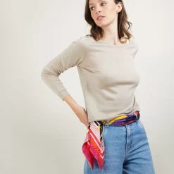 Maison Montagut T-Shirts>Pull Col Rond Avec Fentes En Laine Merinos - Betina
