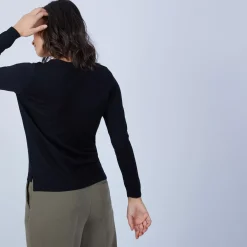 Maison Montagut Pulls>Pull Col Rond Avec Fentes En Laine Merinos - Betina