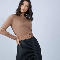 Maison Montagut Pulls>Pull Col Rond Avec Fentes En Laine Merinos - Betina