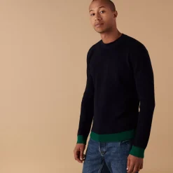Maison Montagut Pulls>Pull Col Rond Bicolore En Laine Merinos - Adrien