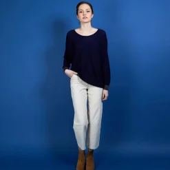 Maison Montagut Pulls>Pull Col Rond En Cachemire Lin - Ambre