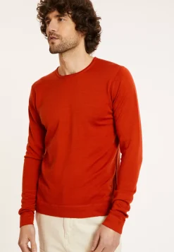 Maison Montagut Pulls>Pull Col Rond En Laine Merinos Finitions Roulotees - Rythme