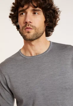 Maison Montagut Pulls>Pull Col Rond En Laine Merinos Finitions Roulotees - Rythme