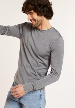 Maison Montagut Pulls>Pull Col Rond En Laine Merinos Finitions Roulotees - Rythme